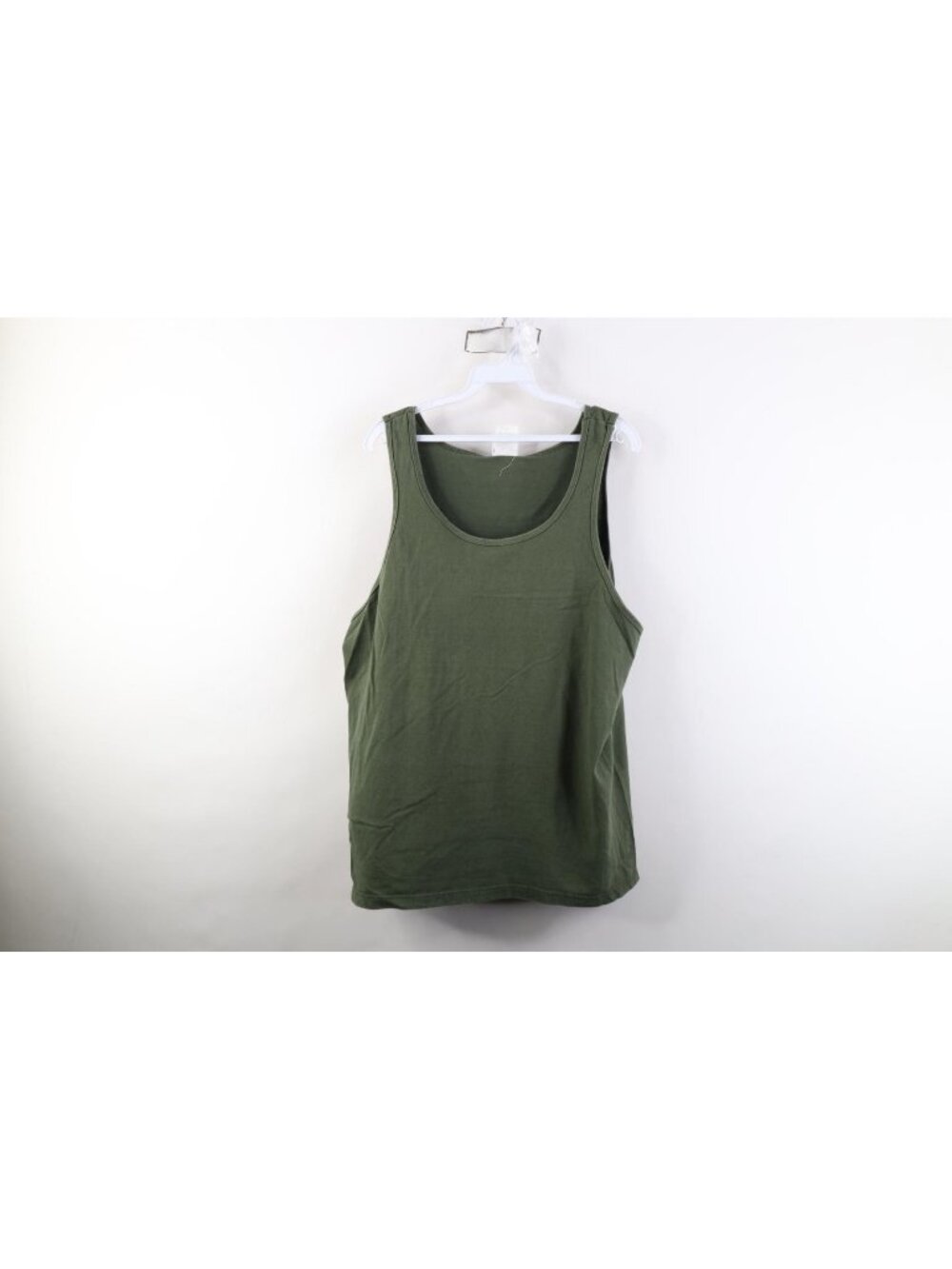 Vintage 90s Streetwear Mens Large Faded Blank Tank Top T-Shirt Green Cotton